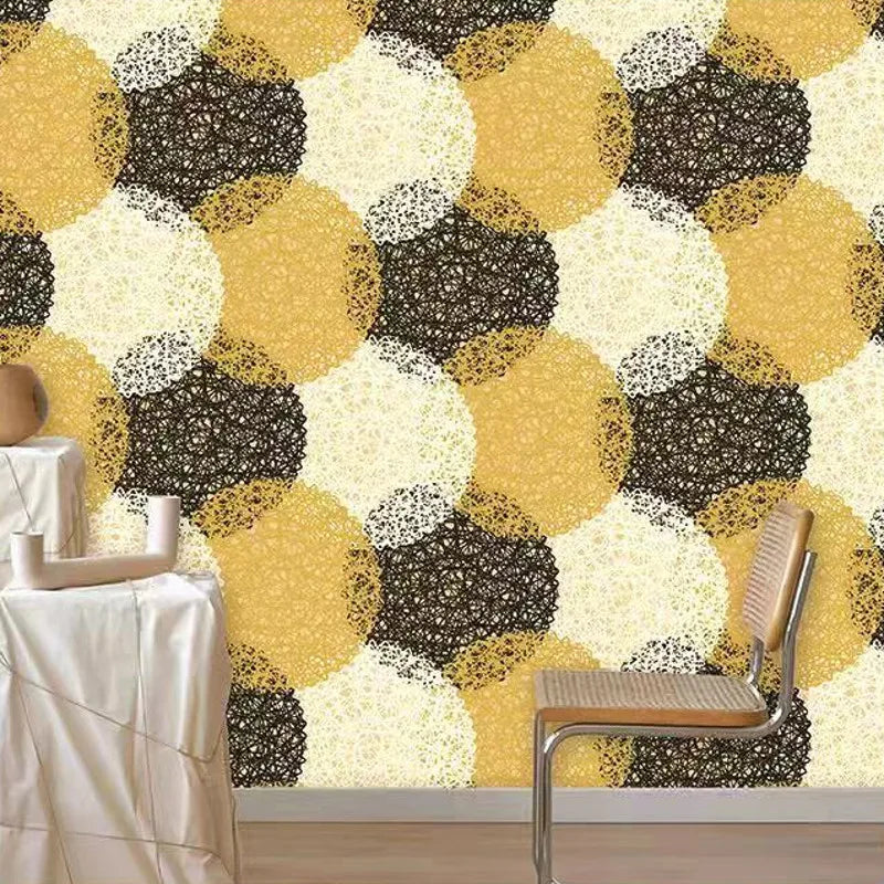 Modern 3D Circle Geometric Pattern Yellow and Black | Wallpaper Roll