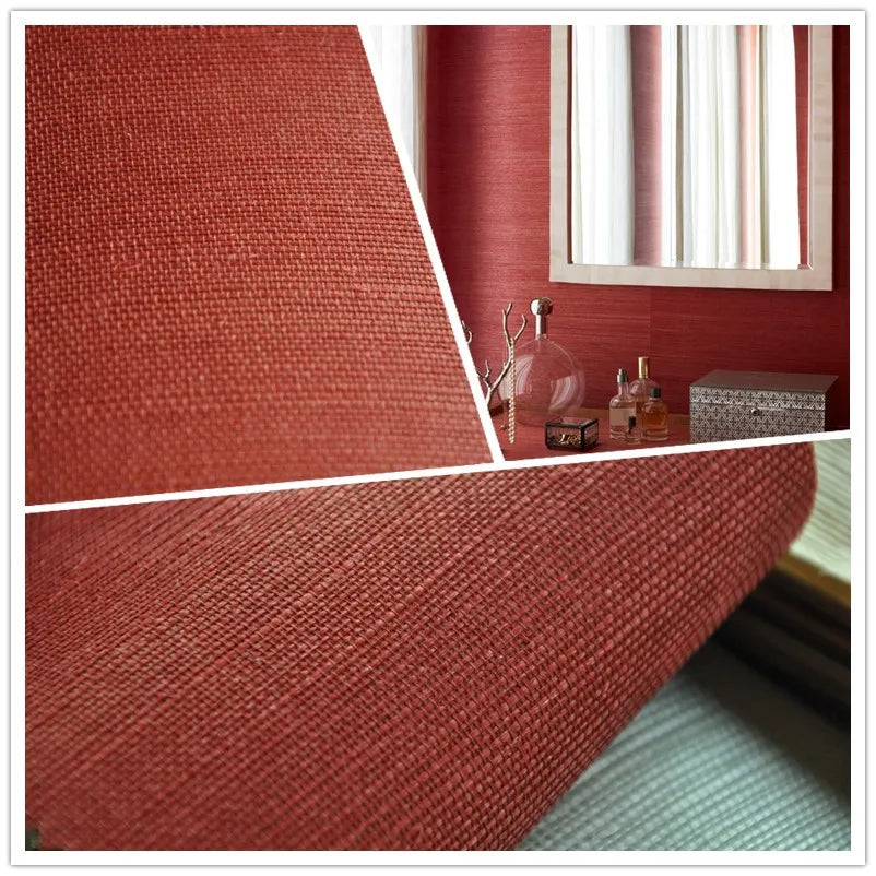 Red Natural Texture Sisal | Grasscloth Wallpaper Roll