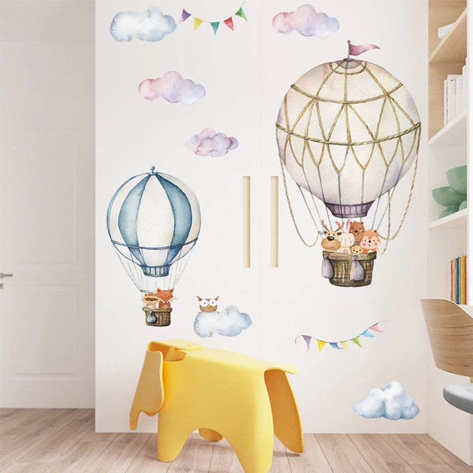 Hot Air Balloons Woodland Animals | Wall Sticker | Peel and Stick