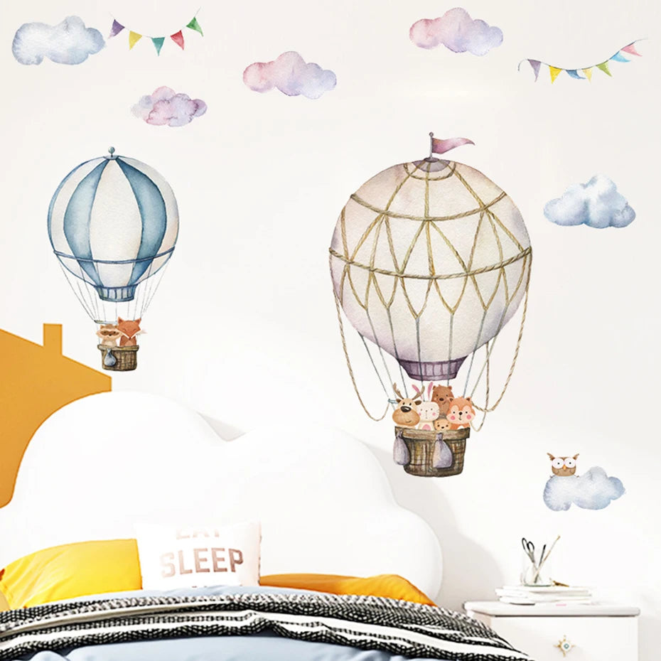 Hot Air Balloons Woodland Animals | Wall Sticker | Peel and Stick