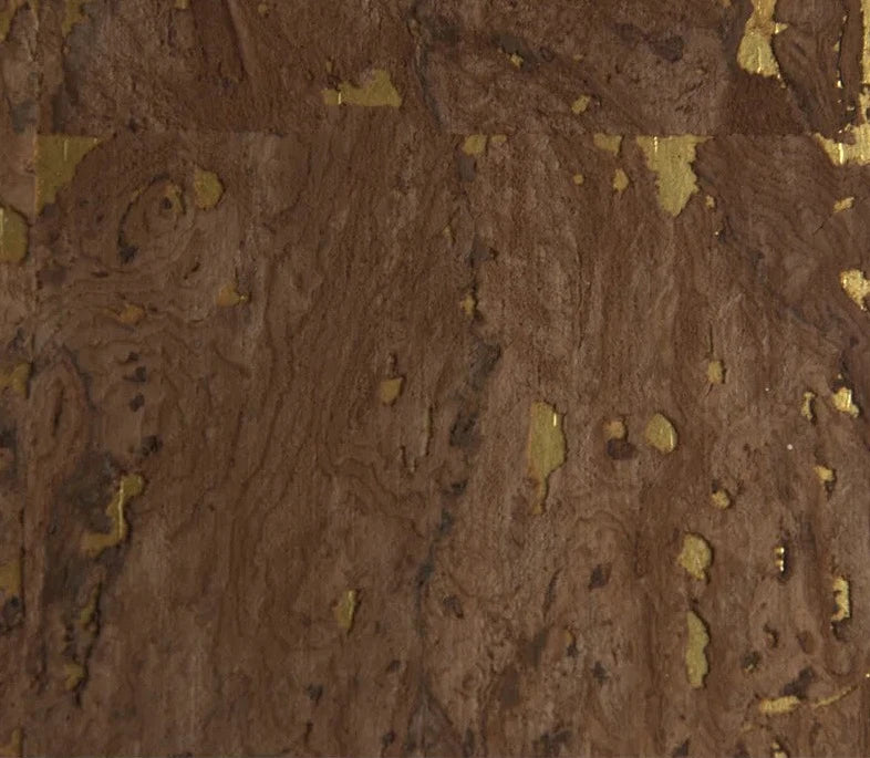 Brown Cork With Golden Foil Background Wallpaper | Roll