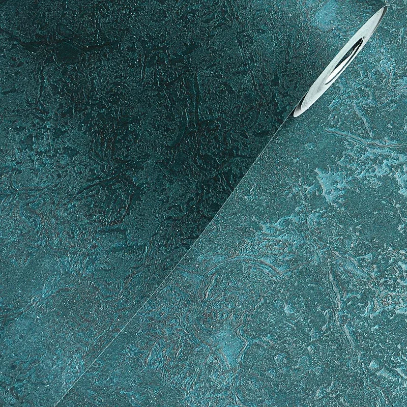 Dark Teal Metallic Marble Peacock | Wallpaper Roll