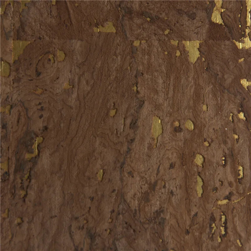 Brown Cork With Golden Foil Background Wallpaper | Roll