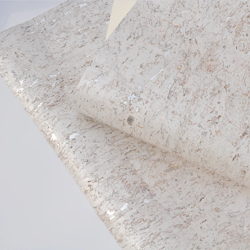 Beige Off White Silver | Cork Wallpaper Roll