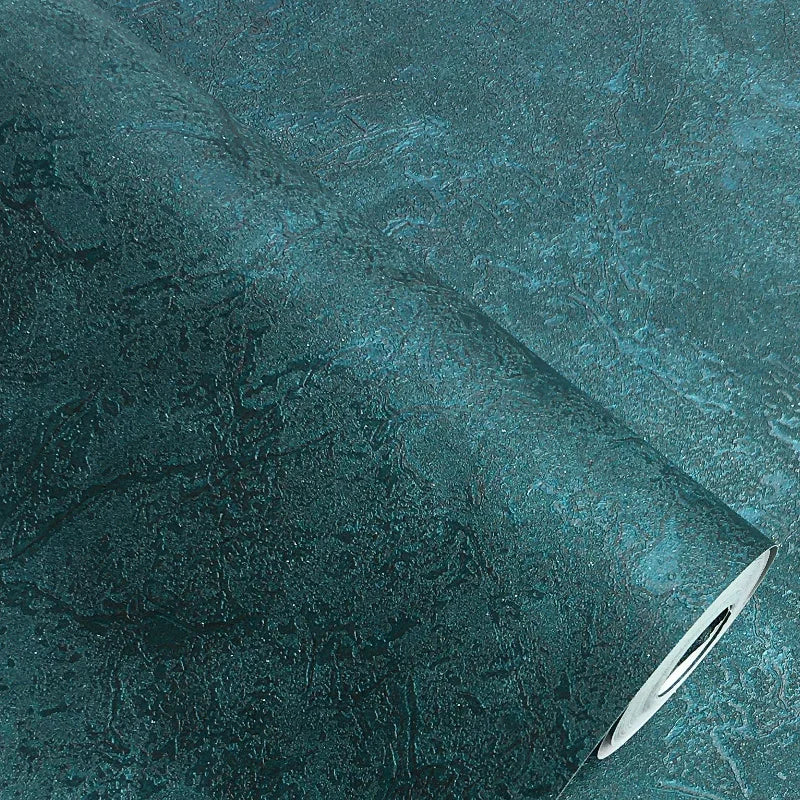 Dark Teal Metallic Marble Peacock | Wallpaper Roll