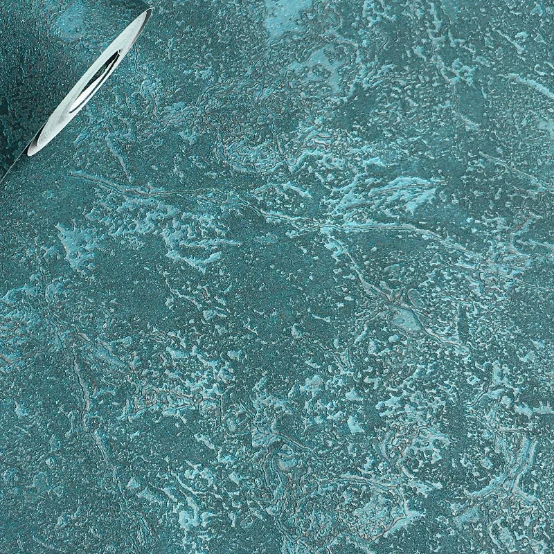 Dark Teal Metallic Marble Peacock | Wallpaper Roll