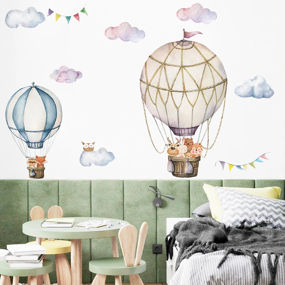 Hot Air Balloons Woodland Animals | Wall Sticker | Peel and Stick