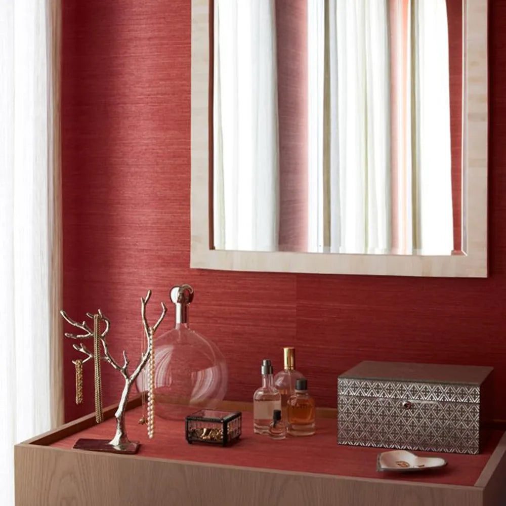 Red Natural Texture Sisal | Grasscloth Wallpaper Roll