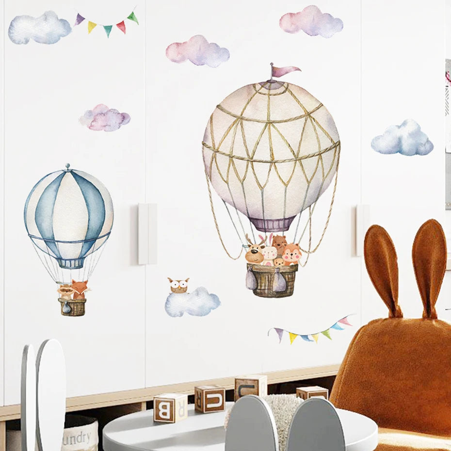 Hot Air Balloons Woodland Animals | Wall Sticker | Peel and Stick