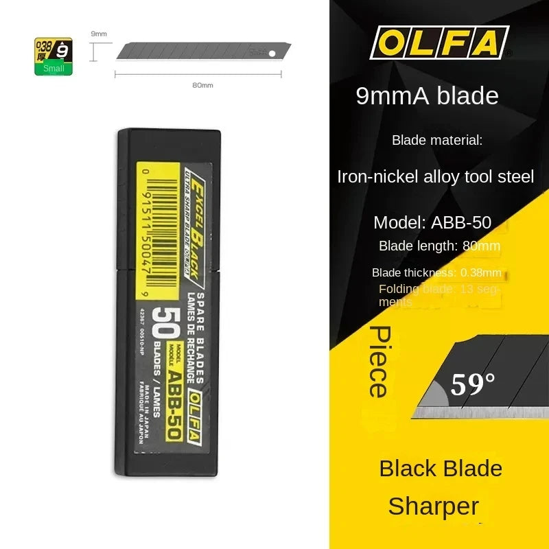 OLFA ABB-50 Small Art Blade 9mm Black Alloy Steel Sharp Durable