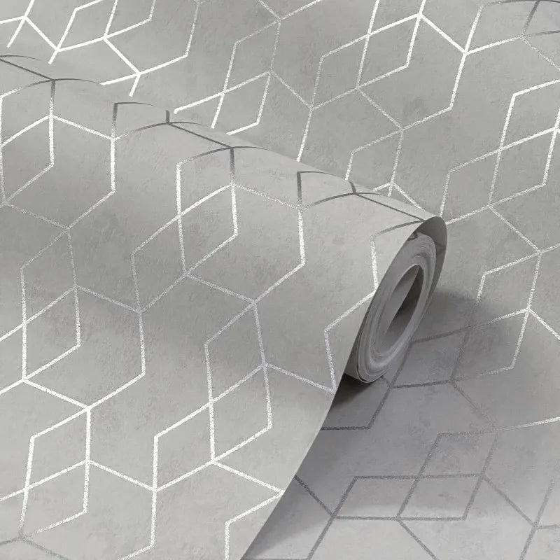 Grey Silver Small Geometric | Wallpaper Roll