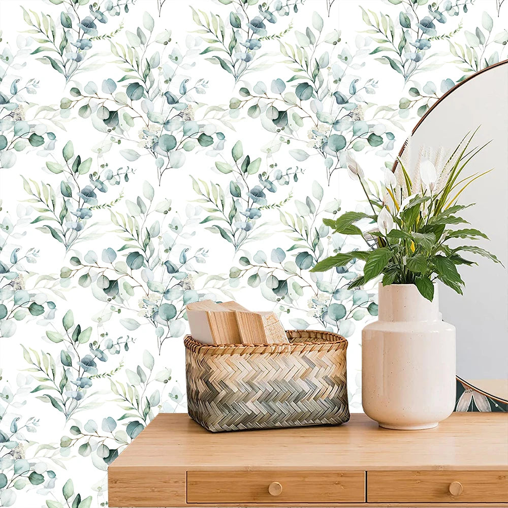 Eucalyptus Leaf Floral | Wallpaper Sticker | Peel and Stick Roll