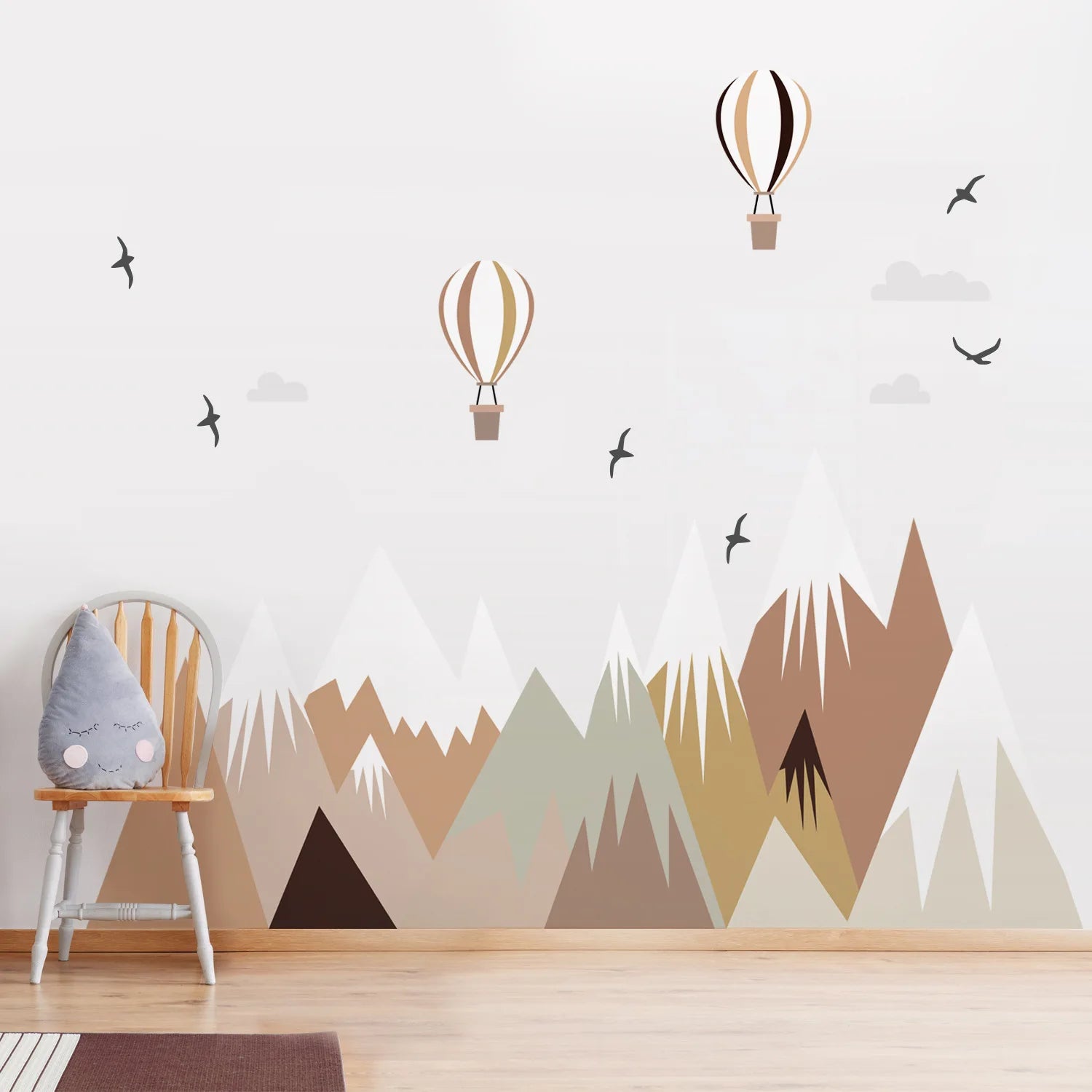 Mountain Hot Air Balloon Boho | Wall Sticker | Peel and Stick